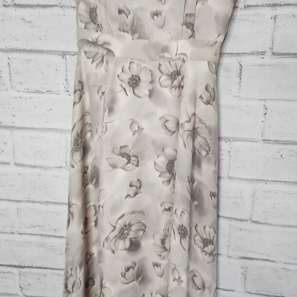J. Peterman Womens Beige Silk Floral Collared Short Sleeve Maxi Dress Size 8 - Picture 9 of 12